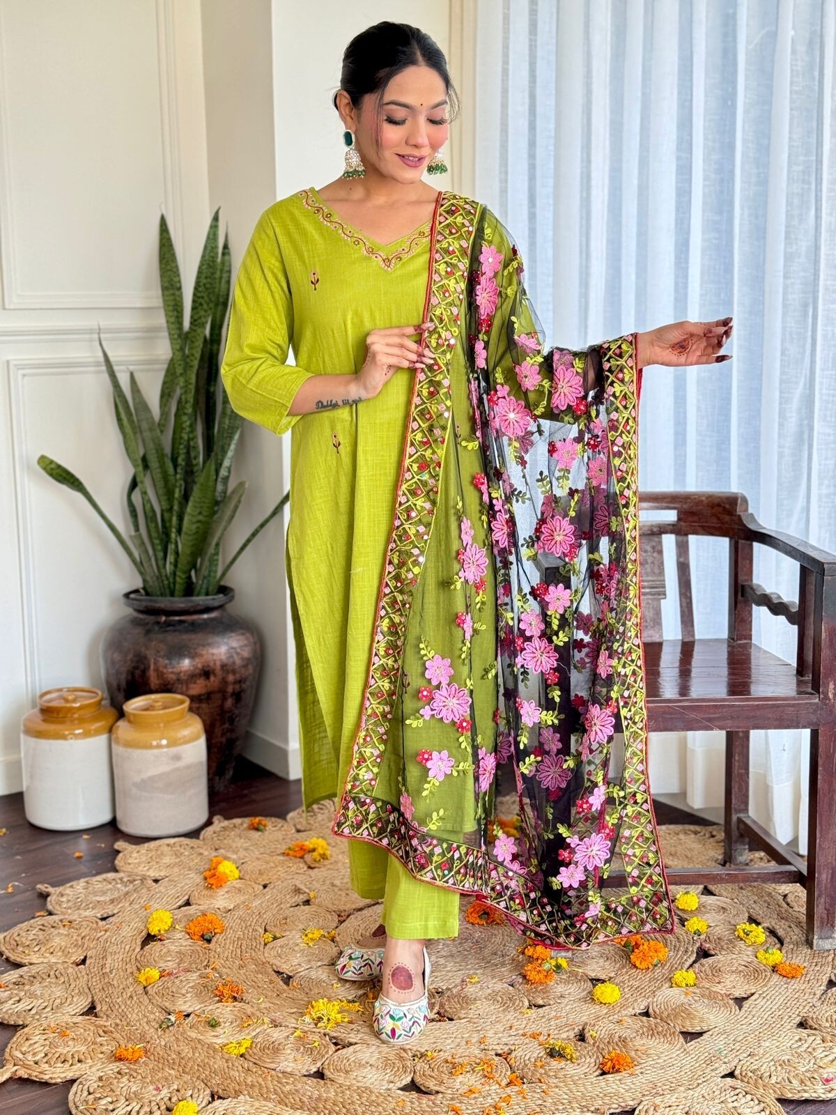 Fully Stitched Kurta Palazzo Dupatta Set Indian Designer Readymade Salwar Kameez
