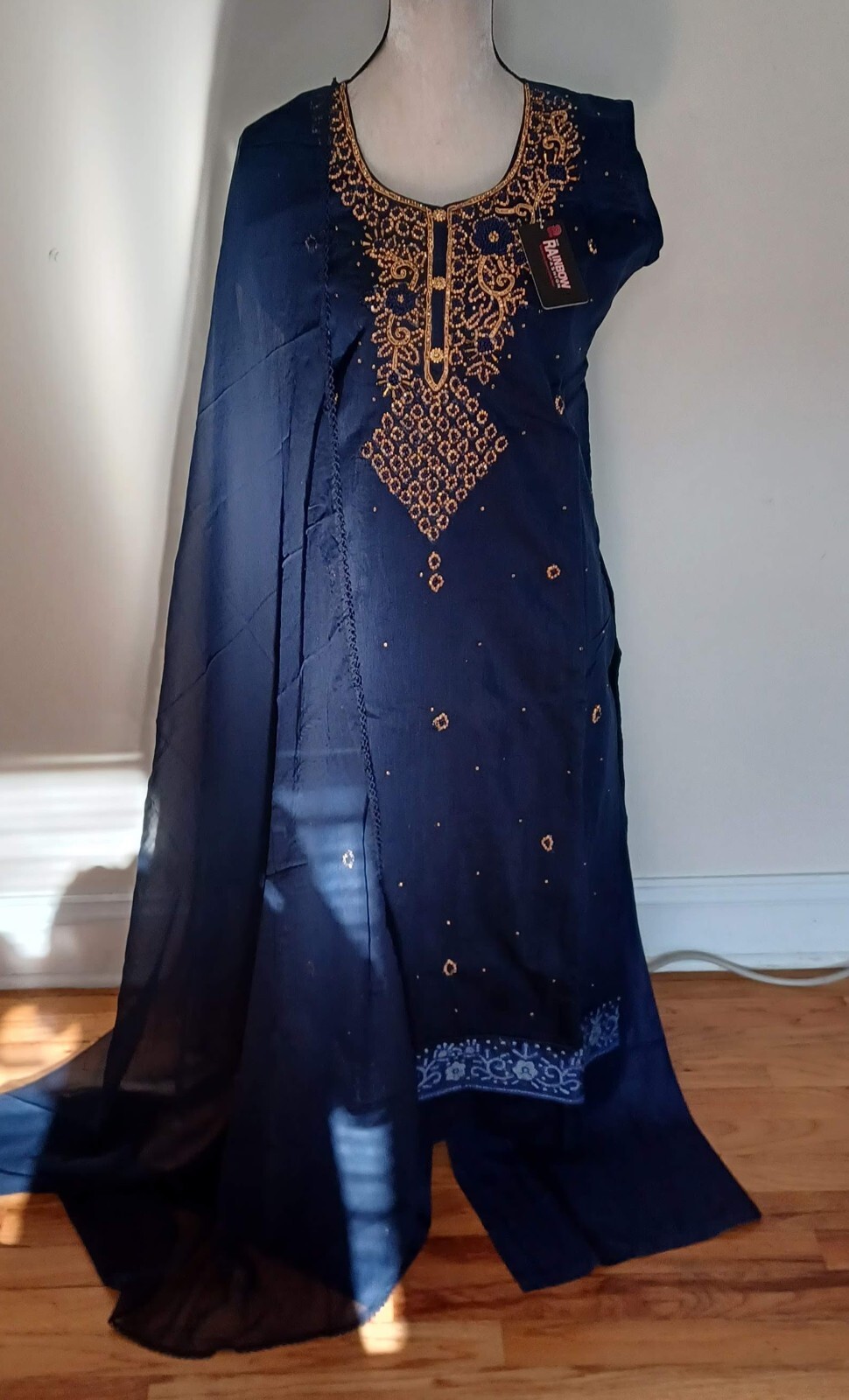 New Navy Blue Silk Stitched Salwar-Kameez Suit
