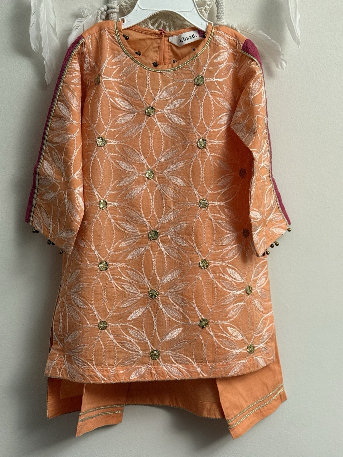 Khaadi Girls’ Peach Shalwar Kameez Ready To Wear Ages 3-4 Years