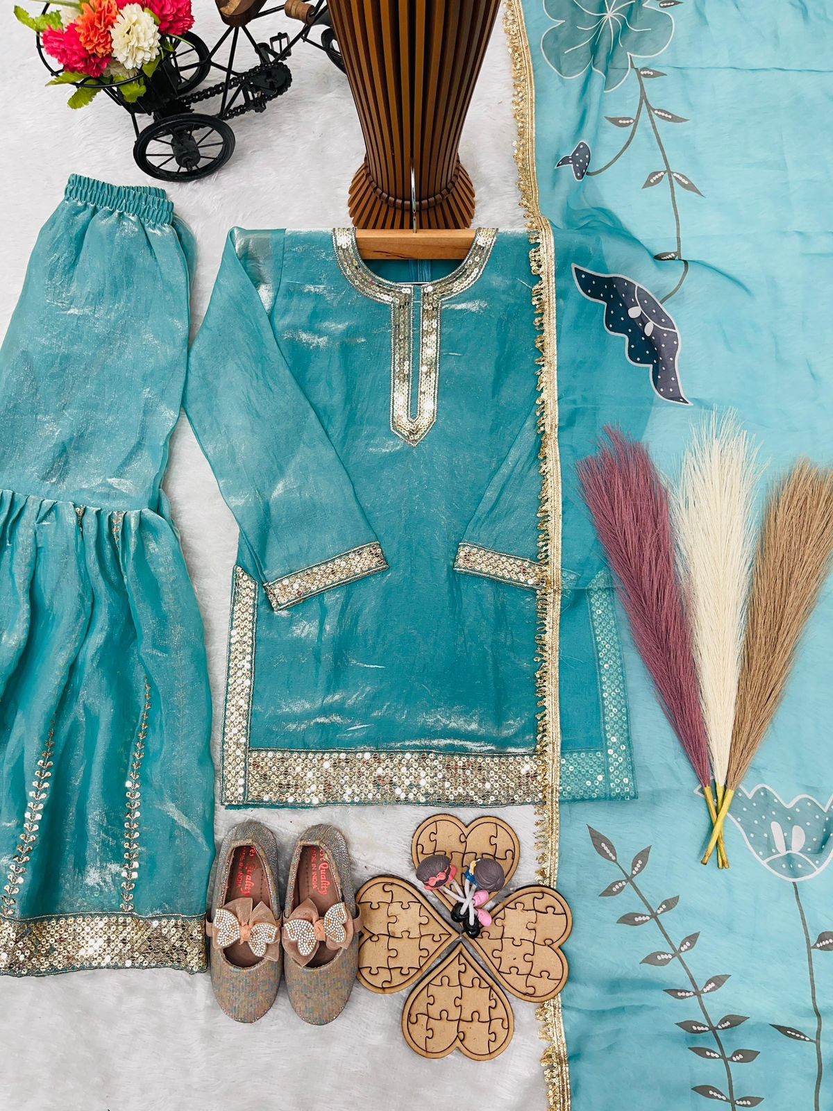 Readymade kids girls top sharara party wear eid indian girls designer dress