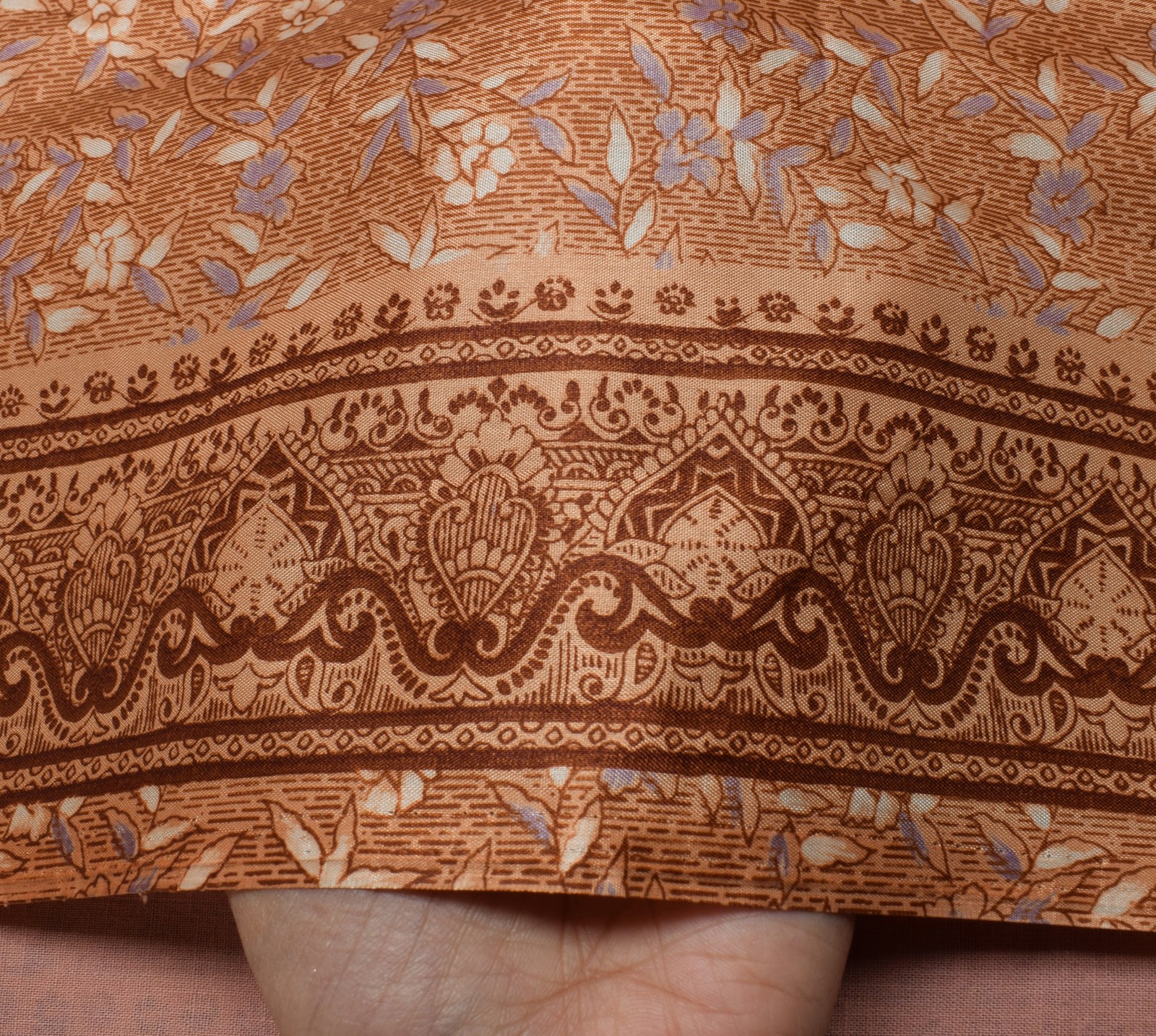 Sushila Vintage Indian Saree Blend Silk Printed Floral5 Yard Soft Craft Fabric