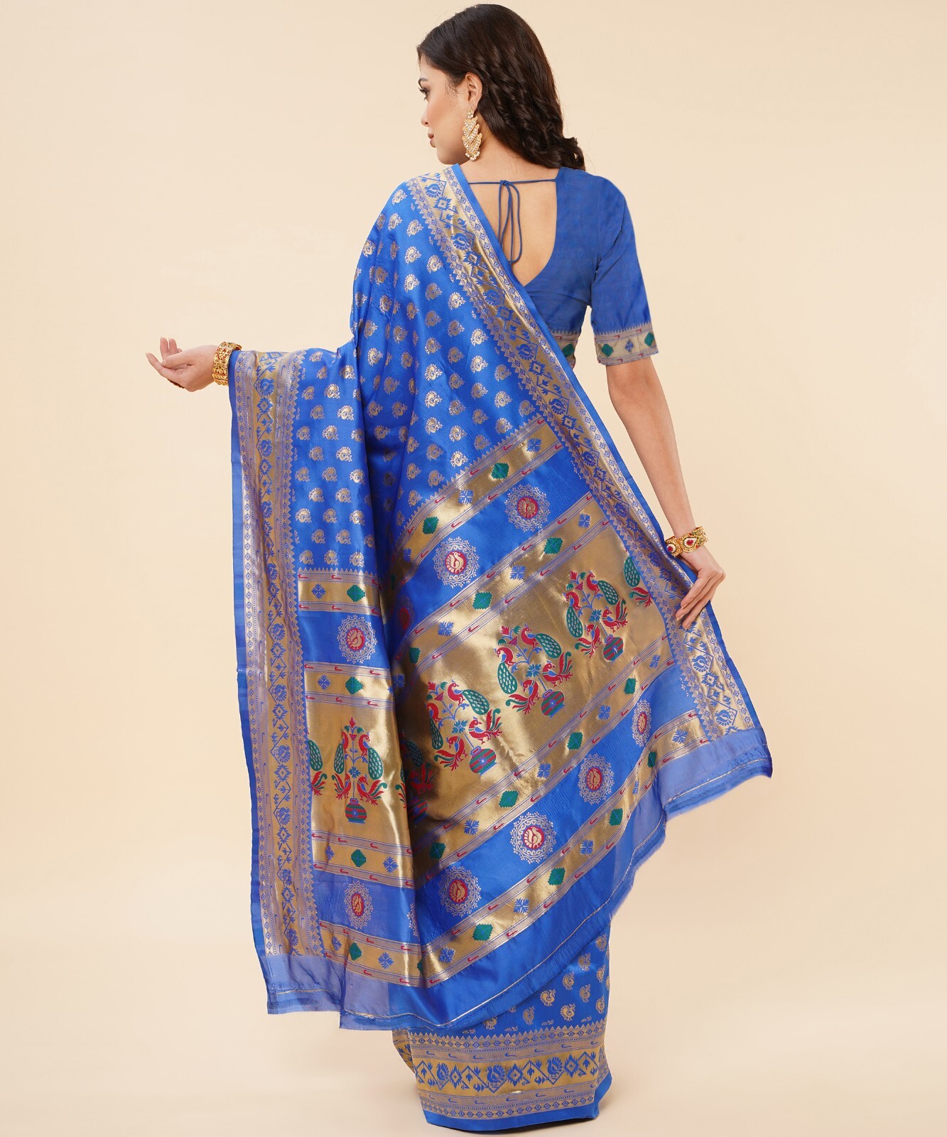 Areca Designer Paithni Brocade Mor saree blouses women Saree Cut – 5.5 Meter