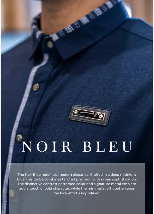 R26 LAWUNG Al-Ameer Adult Men’s Thobe Modern Arabian Jubbah – Noir Bleu