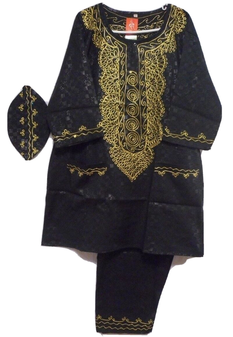 Dashiki Men’s Shirt African Ethnic Rayon Brocade traditional 3pcs set M Size
