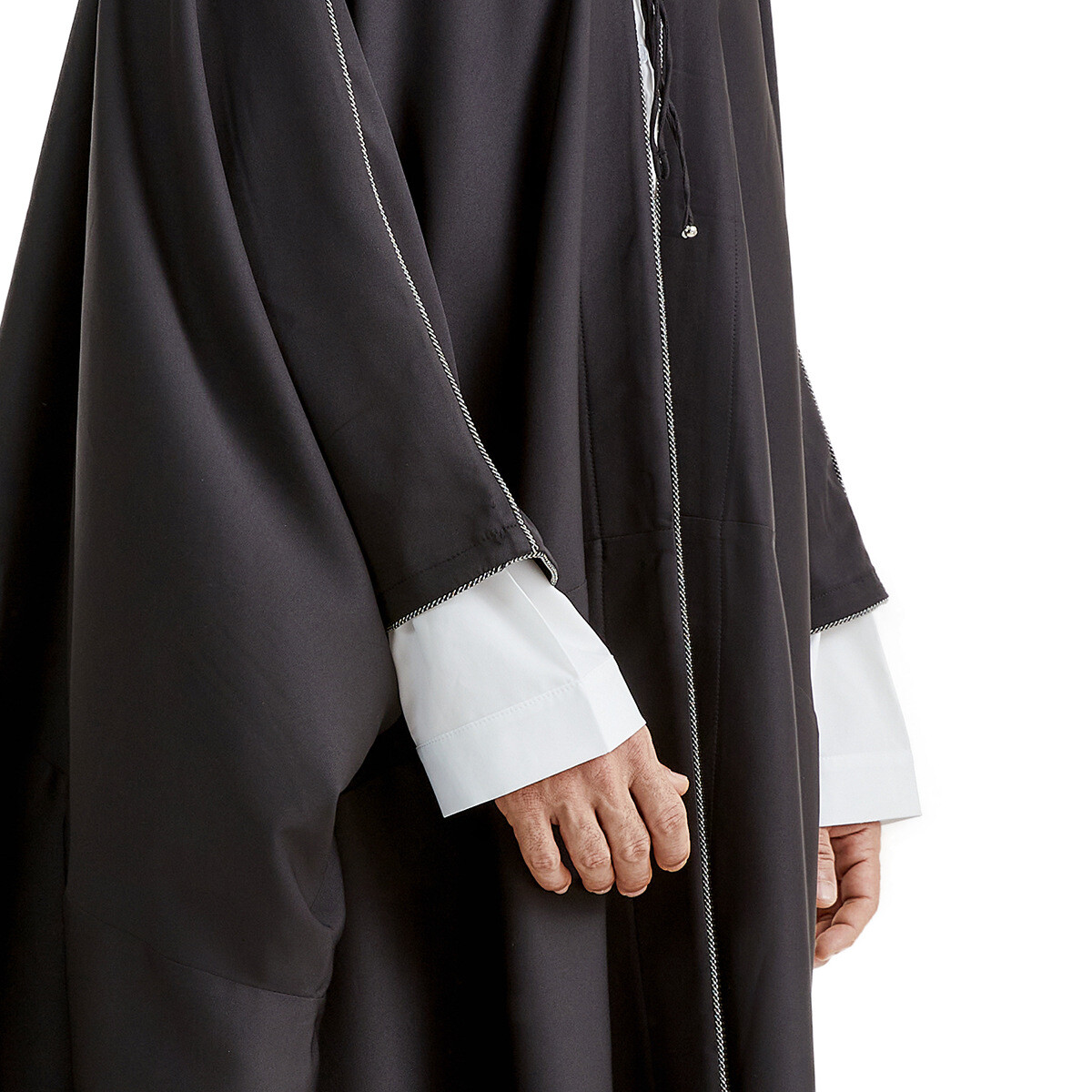 Saudi Arab Men Solid Color Open Kimono Batwing Robe Muslim Abaya Ramadan Prayer