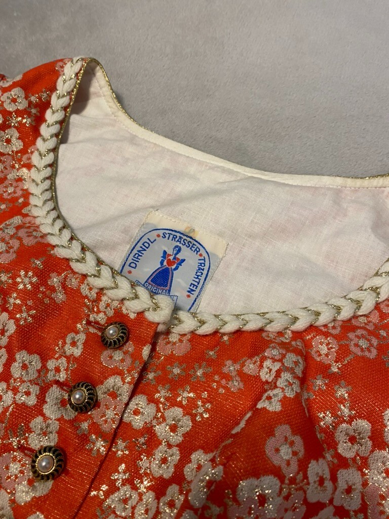 Vintage Dirndl Strasser Trachten Top & Skirt Set Red Bavarian Oktoberfest Rare
