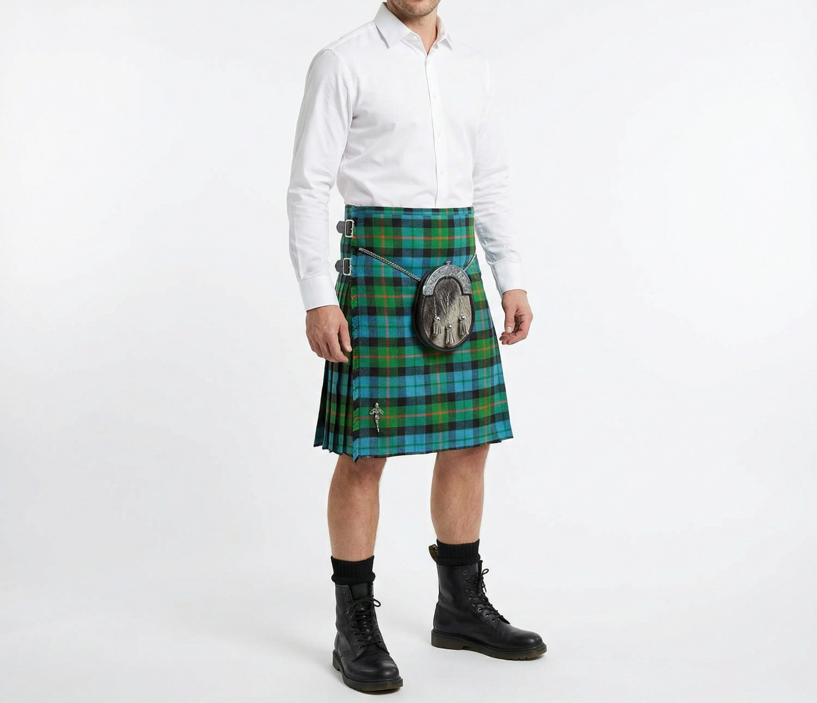 Gunn Ancient Tartan 8 Yard 12oz Weight Men’s Wool Blend Kilt
