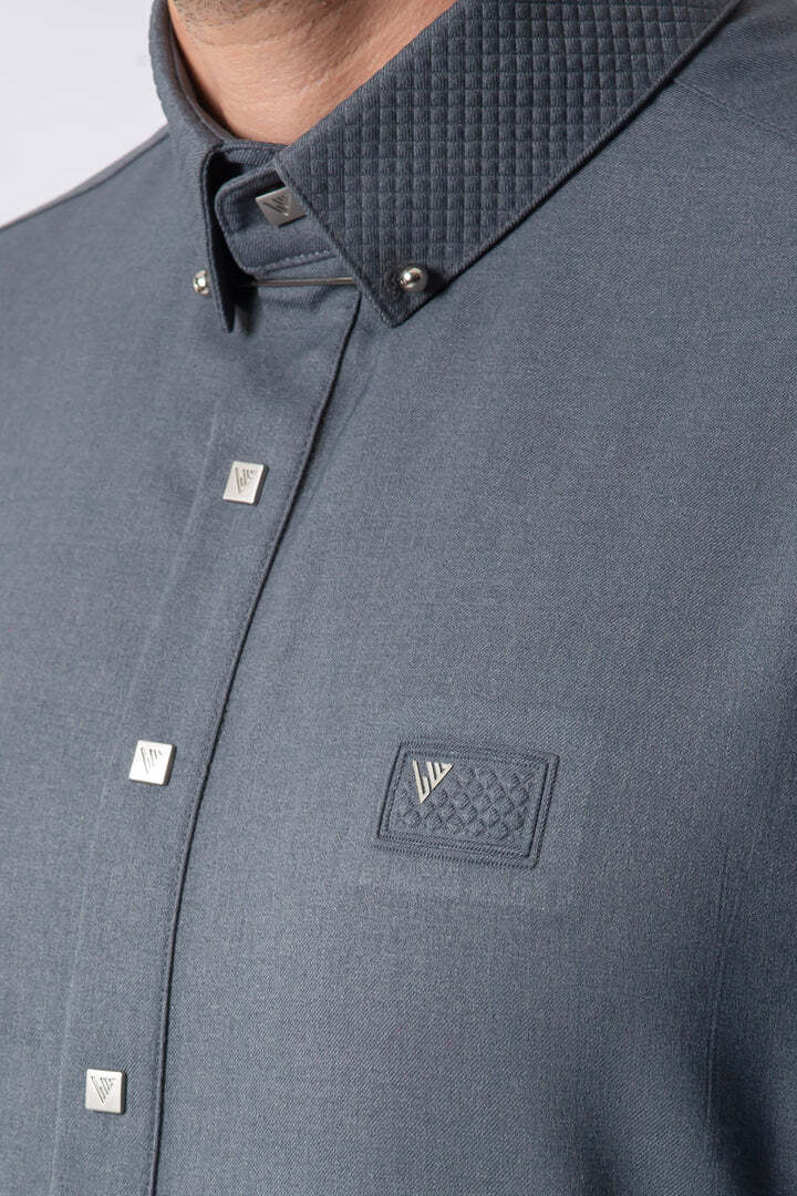 R24 LAWUNG Al-Ameer Adult Men’s Thobe Modern Design Arabian Jubbah Gray