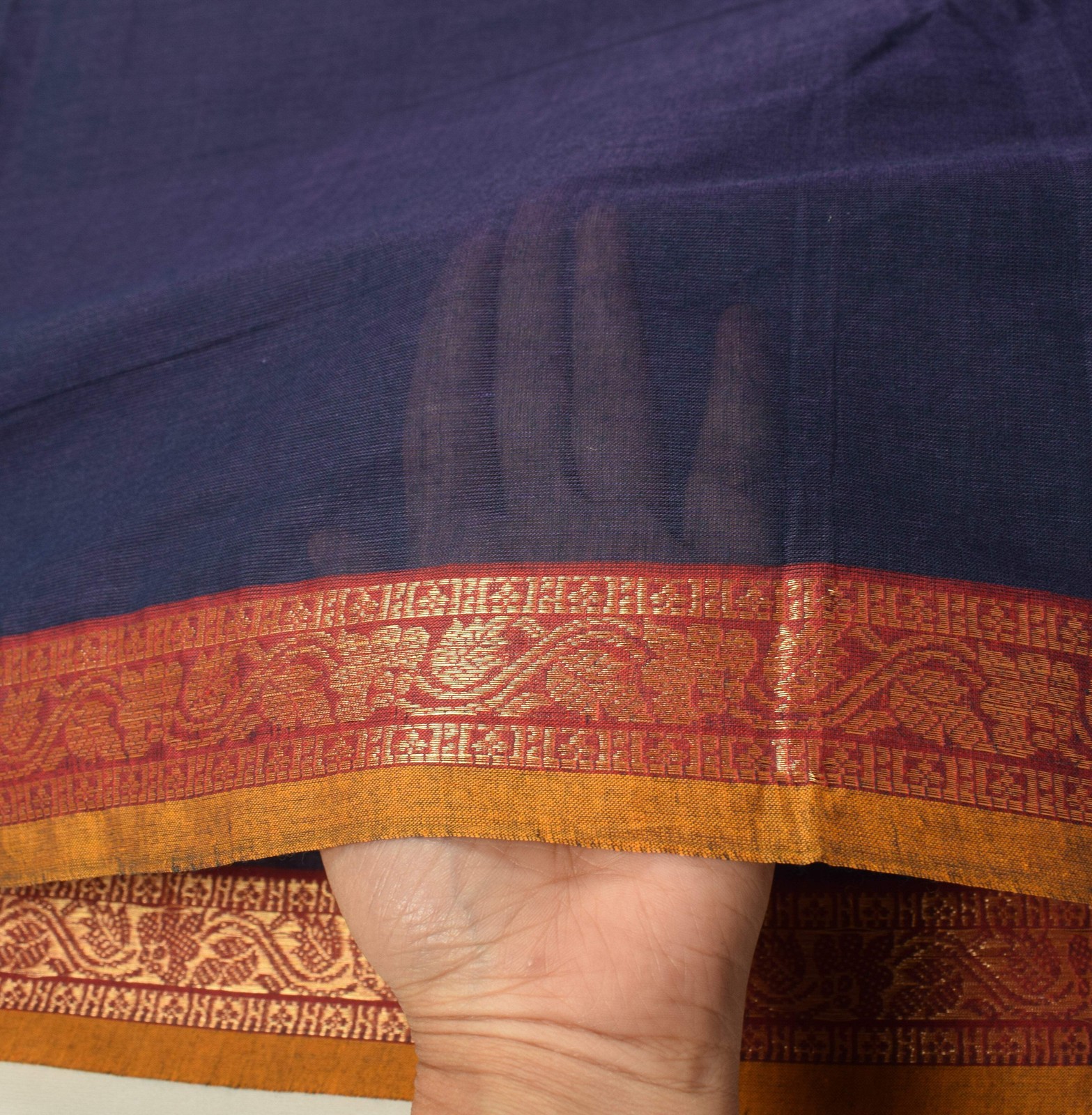 Sushila Vintage Blue Pure Cotton Saree Zari Woven Narayanpet Sari Craft Fabric