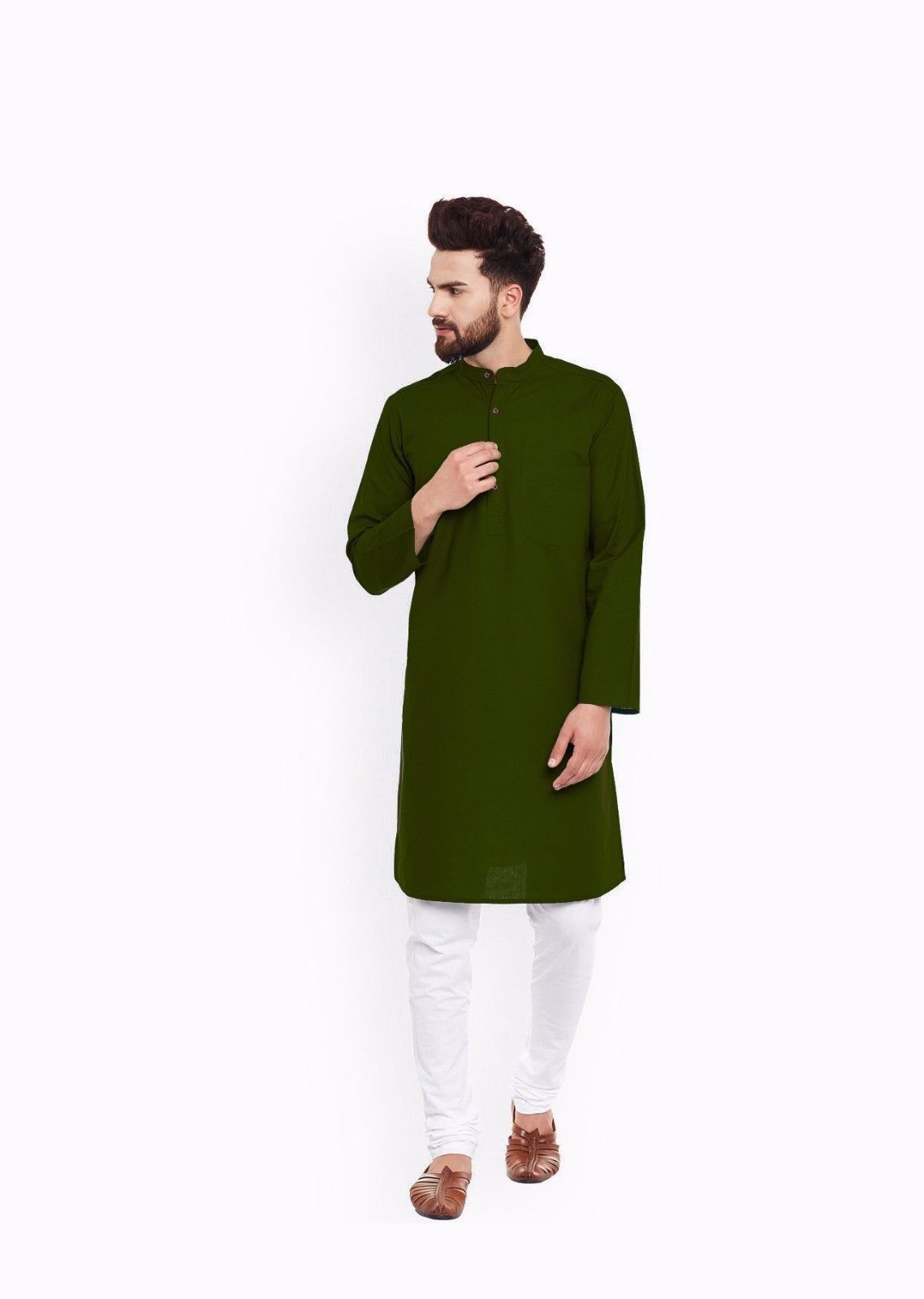 Men’s Kurta Cotton Shirt Long Sleeve Indian Style New Design Ethnic Casual Top