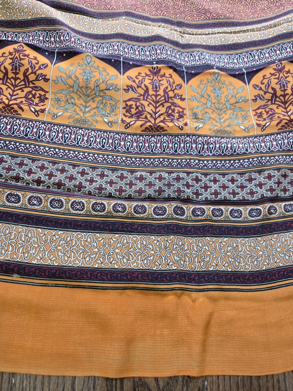 Vintage Sarees yellow, purple and white printed Indian Women’s (B5)