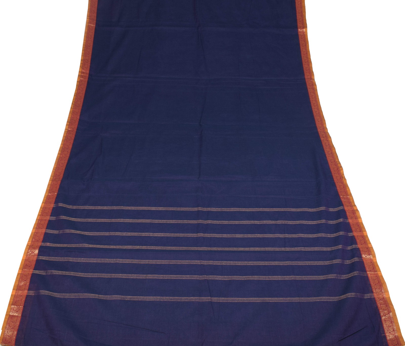 Sushila Vintage Blue Pure Cotton Saree Zari Woven Narayanpet Sari Craft Fabric