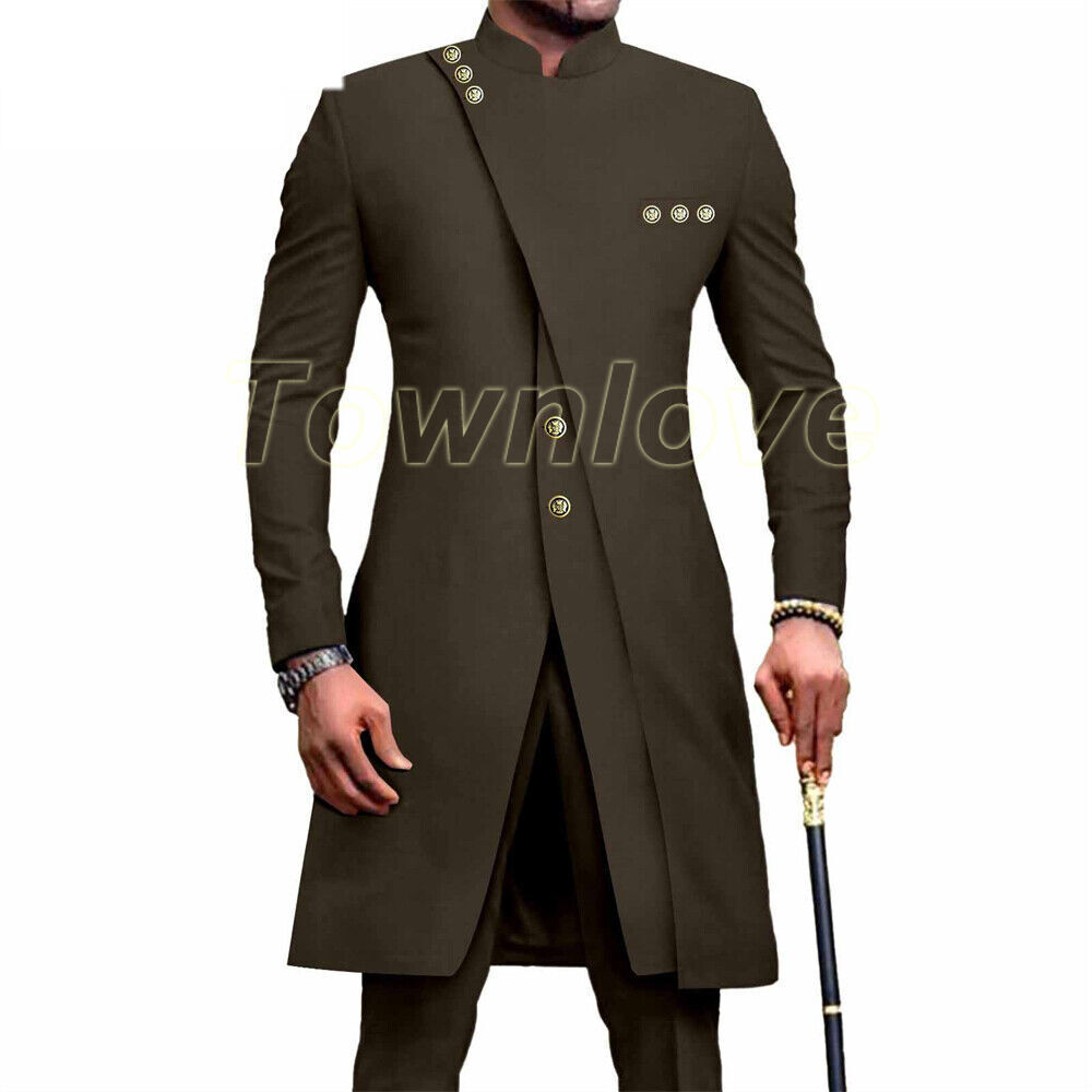 Men’s African 2 Piece Set Traditional Shirt and Pants Set Suit Middle East Suit