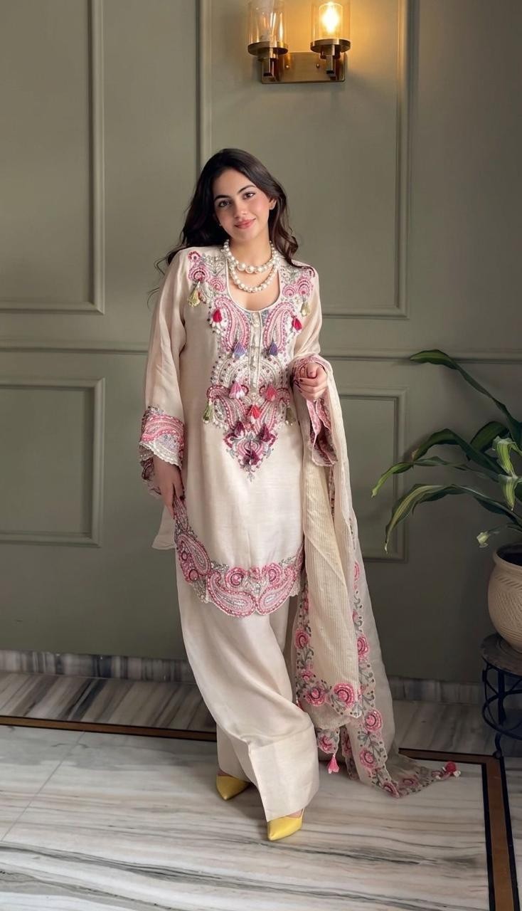 3 PIECE PAKISTANI DESIGNER FARSHI SHALWAR SUIT WEDDING PARTY WEAR WOMEN ETHNIC