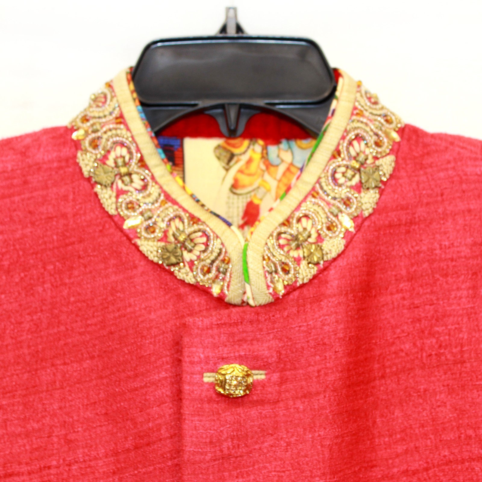 Kurta Coat Vintage Indian Mandarin Collar Lining Ethnic Style Button size 46