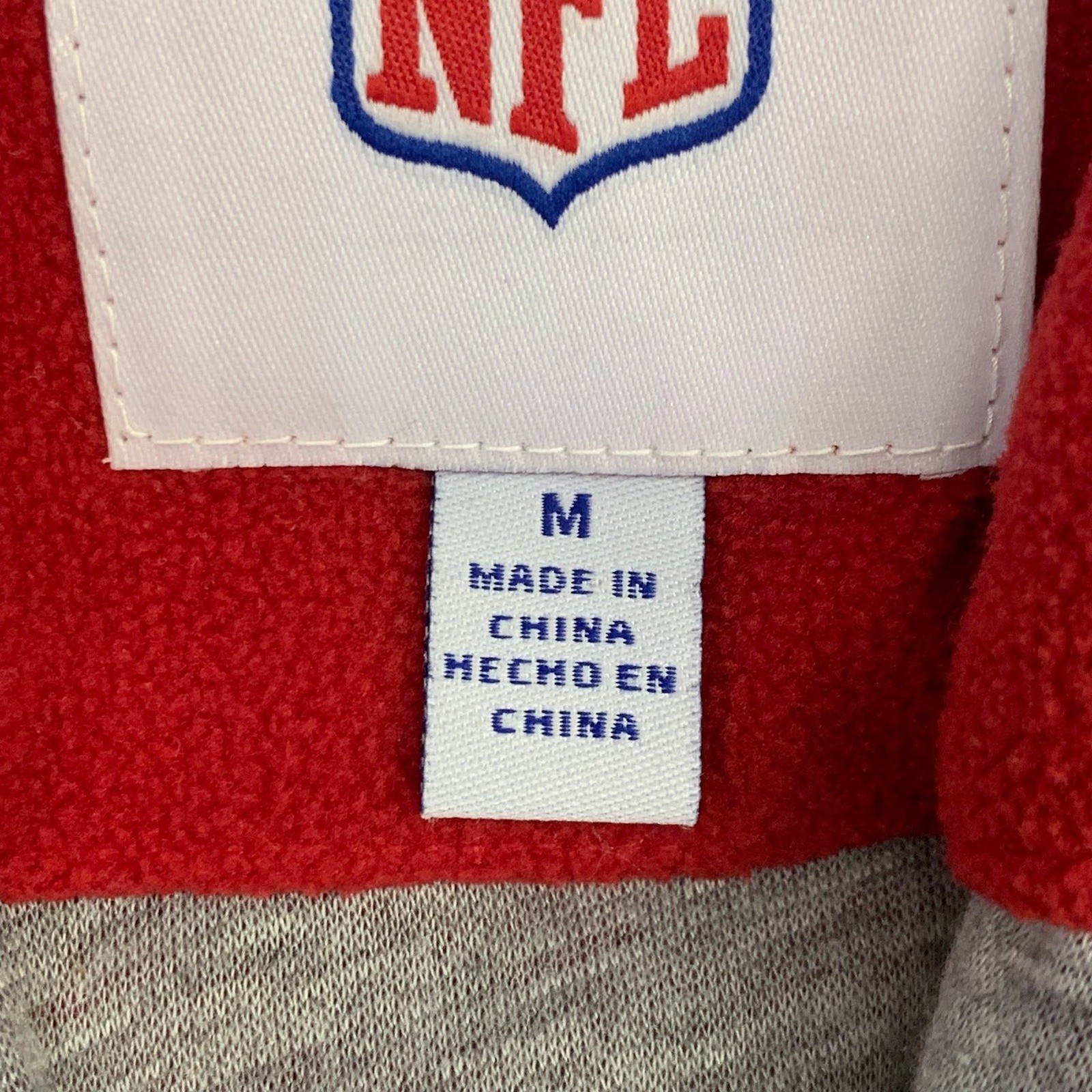 NFL San Francisco 49ers Mens Full Zip Fleece Jacket Red Grey XL