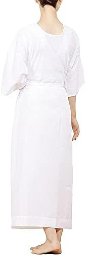 Women’s Japanese Juban Kimono Undergarment Slip – White Cotton Blend, 49″ Long
