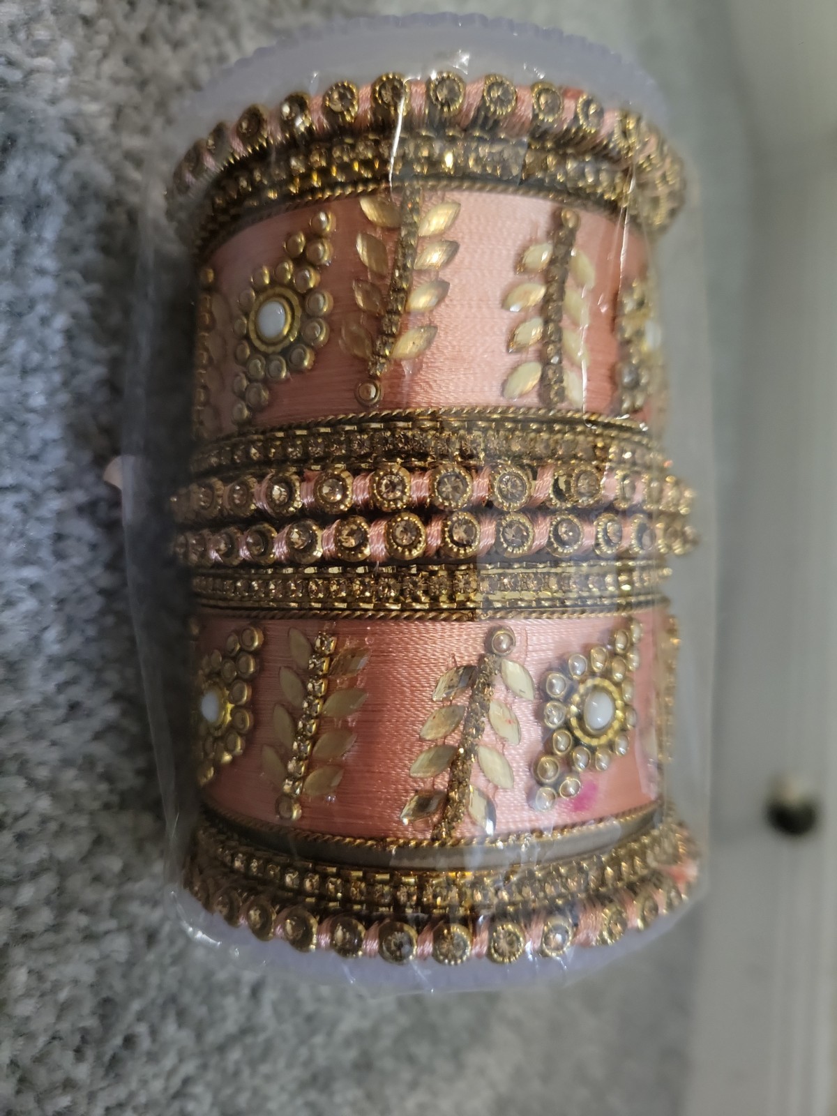 Traditional Wedding Designer Silk Thread Faux Stone Studded Bridal Bangle Set