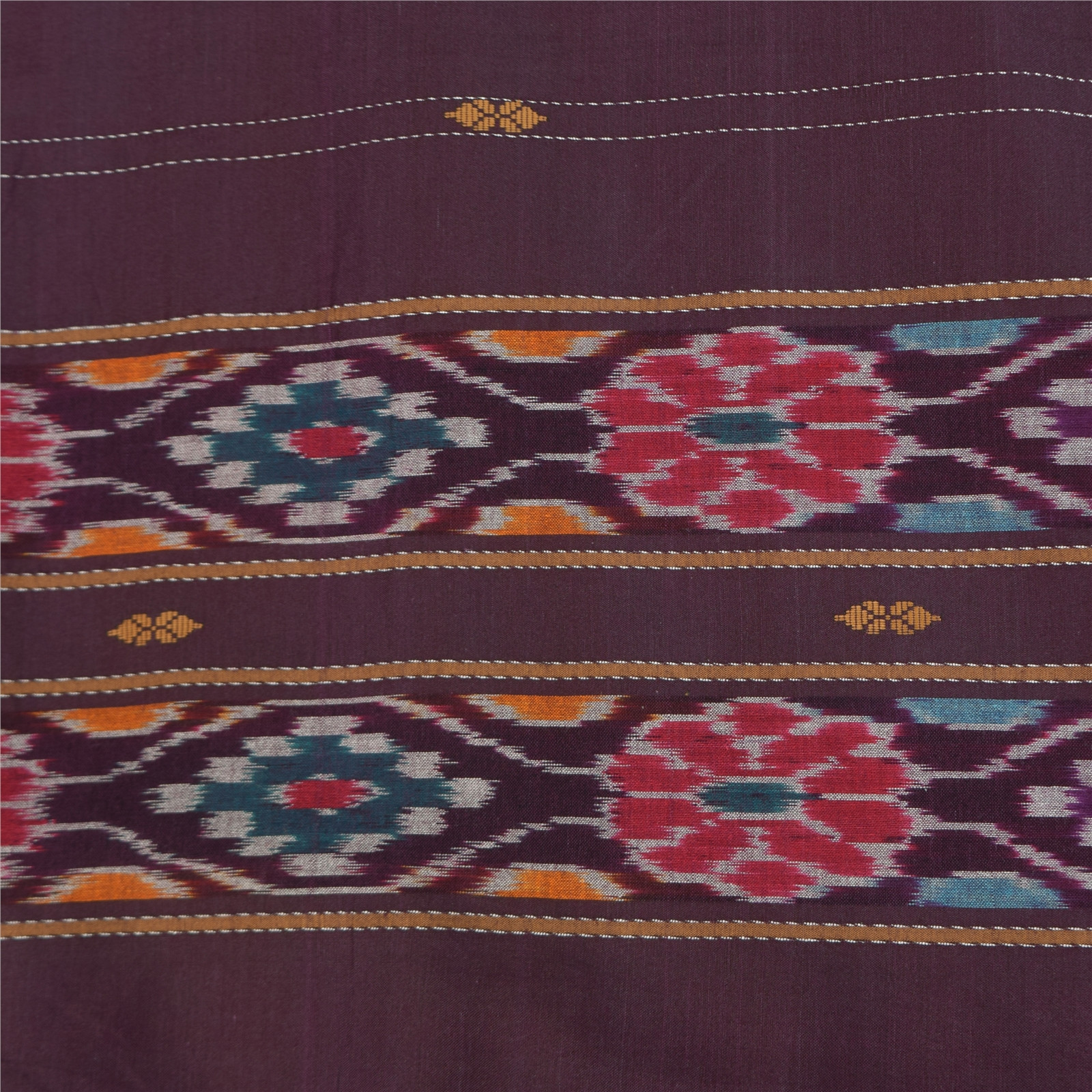 Sanskriti Vintage Brown Sarees Pure Cotton Woven Ikat Sari Premium Craft Fabric