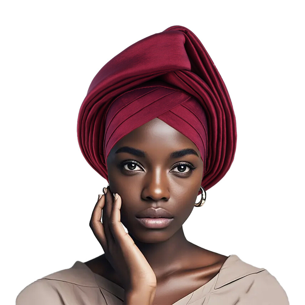 African Nigerian Women Head Wrap Hat Aso Oke Auto Gele Headtie Cap Islamic Hats