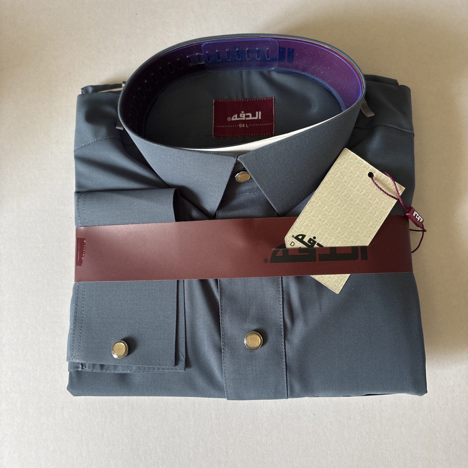 MEN Size 54L DAFFAH High Quality ALL SEASON Thobe CUFF SLEEVE SHIRT COLAR