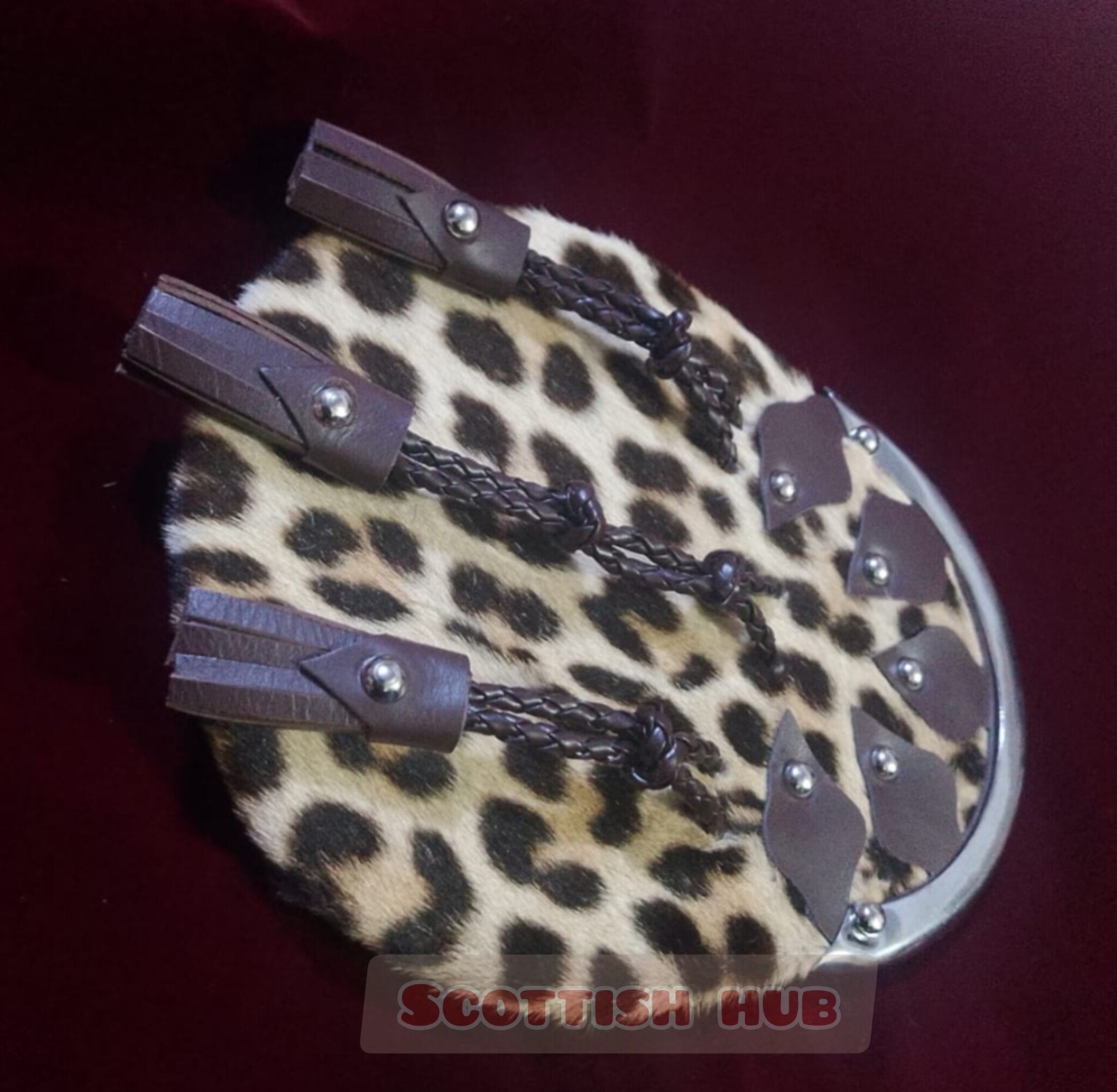 Vintage Leopard Fur Real Leather Scottich Kilt Sporran- Kilt Accessory