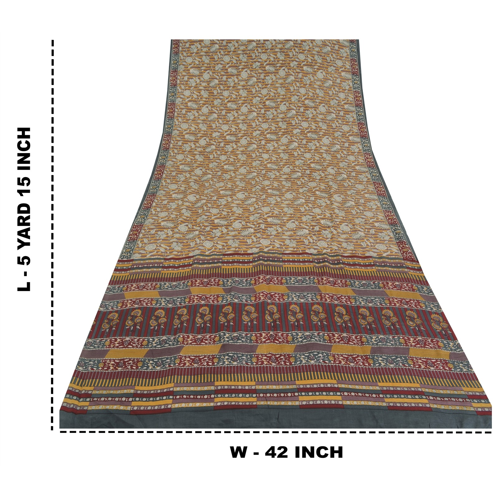 Sanskriti Vintage Multicolor Sarees Pure Crepe Silk Printed Sari Craft Fabric