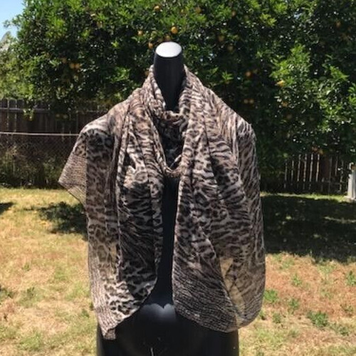 Tiger Shark print Fashion Scarf 78×35 Abaya Brown Hijab Shayla
