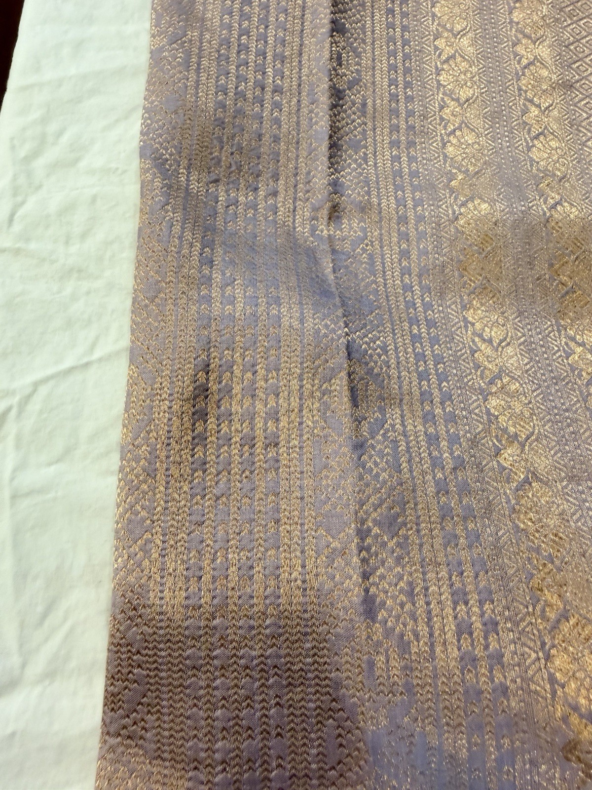 New Banarasi Kathan Silk Saree – Lavender & Rose Gold Zari Weave