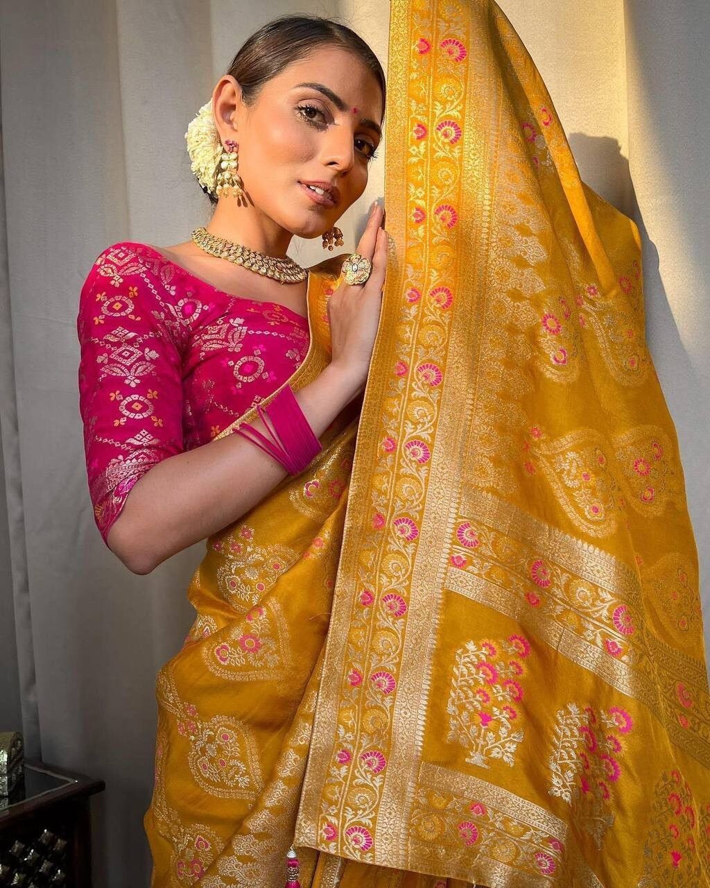Wedding Sari Bollywood Bridal Silk Saree Blouse South Indian Party Wear Saree