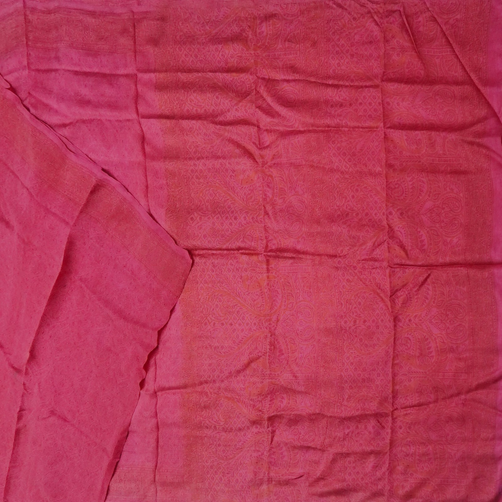 Vintage Magenta Pink Sarees 100% Pure Silk Printed Indian Sari 5YD Craft Fabric