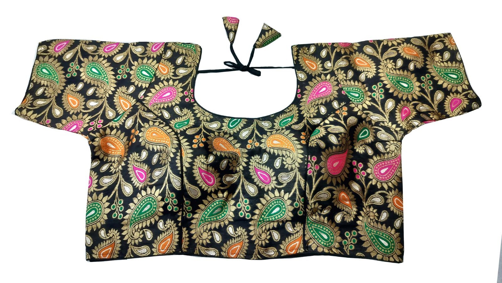 Big Size Blouse Women’s Brocade Indian Lehenga Choli Black Saree Padded Sleeve