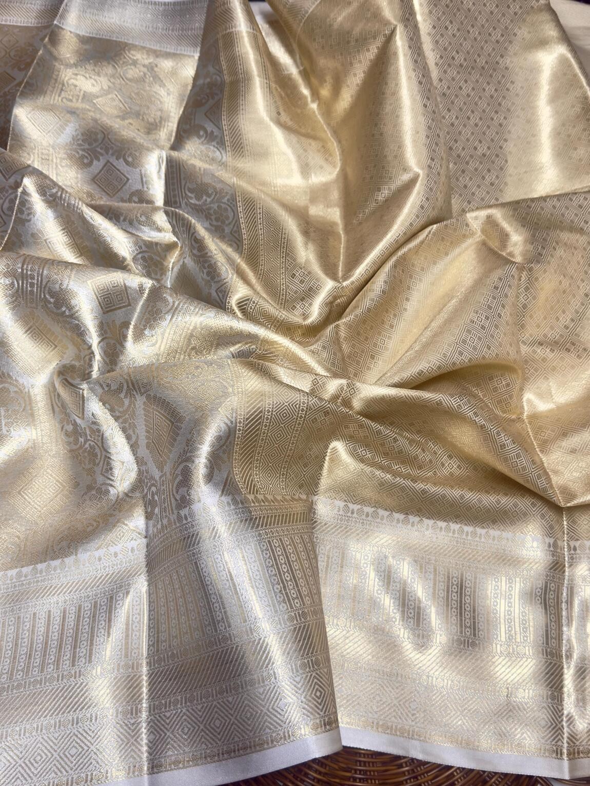 Women Silver Kanjivaram Silk Saree Zari Work Traditional Wear With Blouse