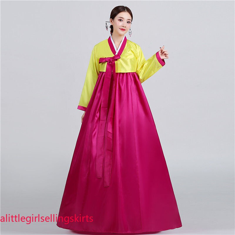 Ethnic Korean Hanbok Modern Women Asian Folk Stage Dance Performance Costume