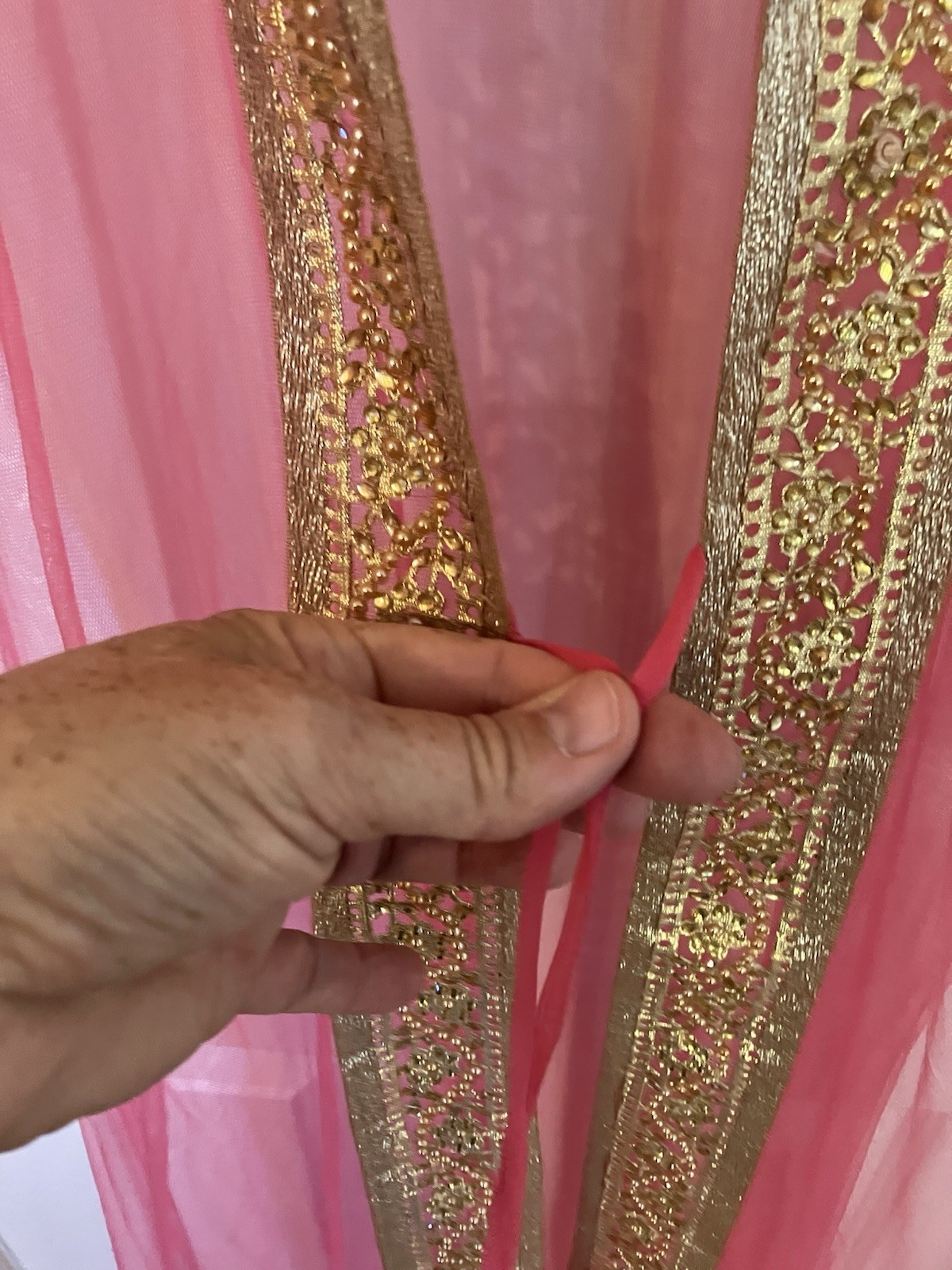 Indian Pakistan Bangladeshi embroidered Sheer Pink Long Vest