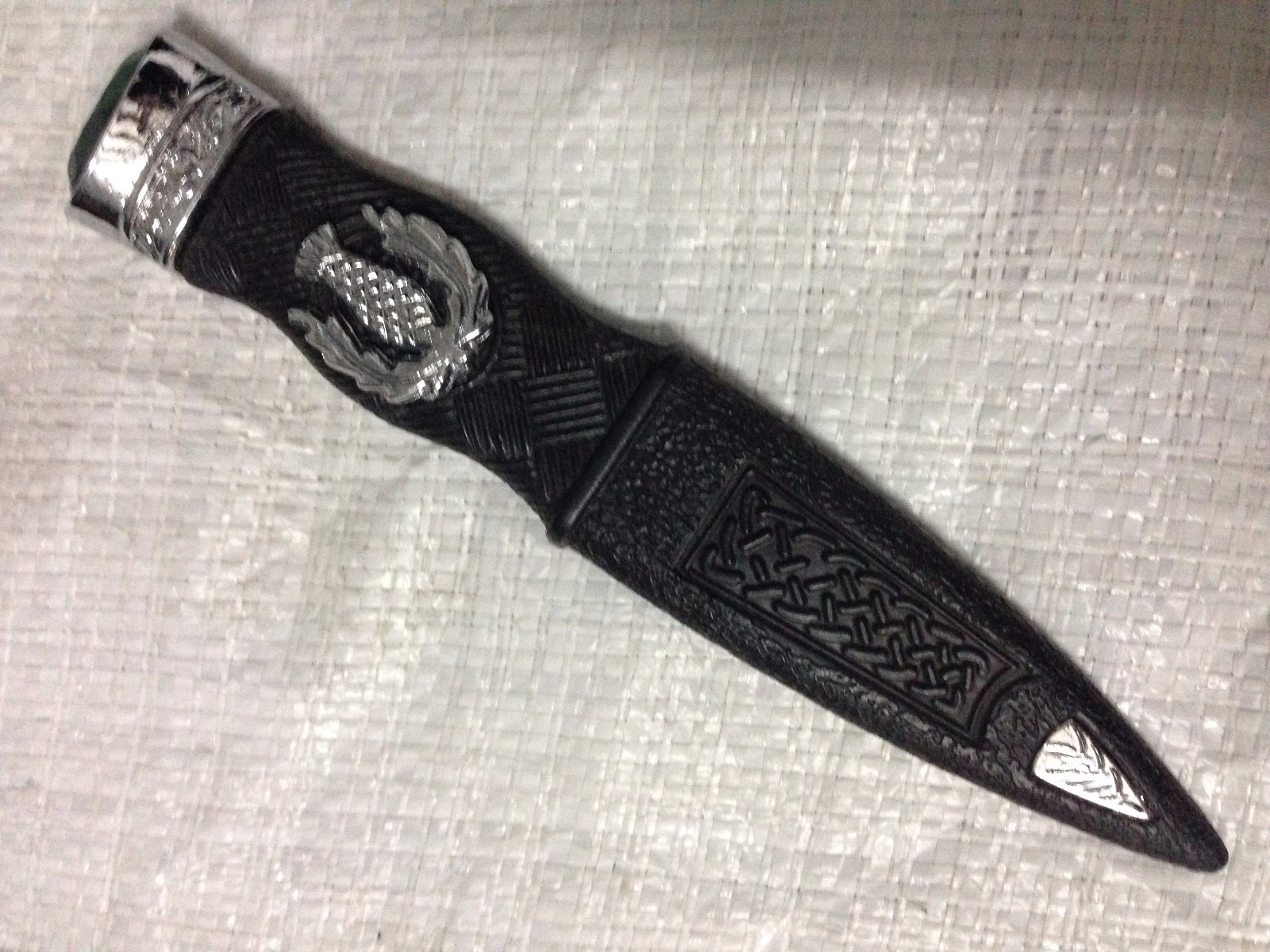 THISTLE KILT SAFETY SGIAN DUBH SILVER DUMMY PEWTER MOUNT WITH DIFFERENT STONES