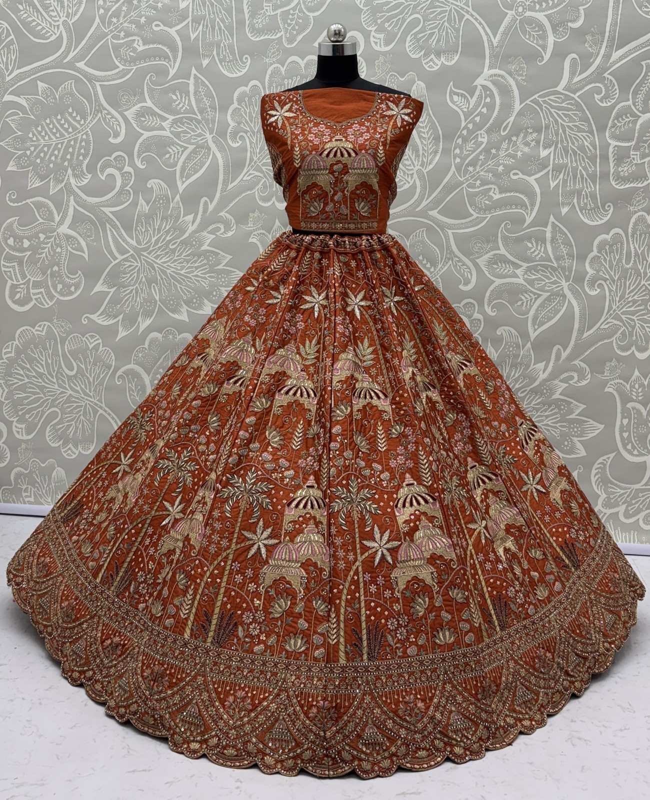 Net Lehenga Choli Sequins Zari Embroidery Bridal Wedding Party Wear Set