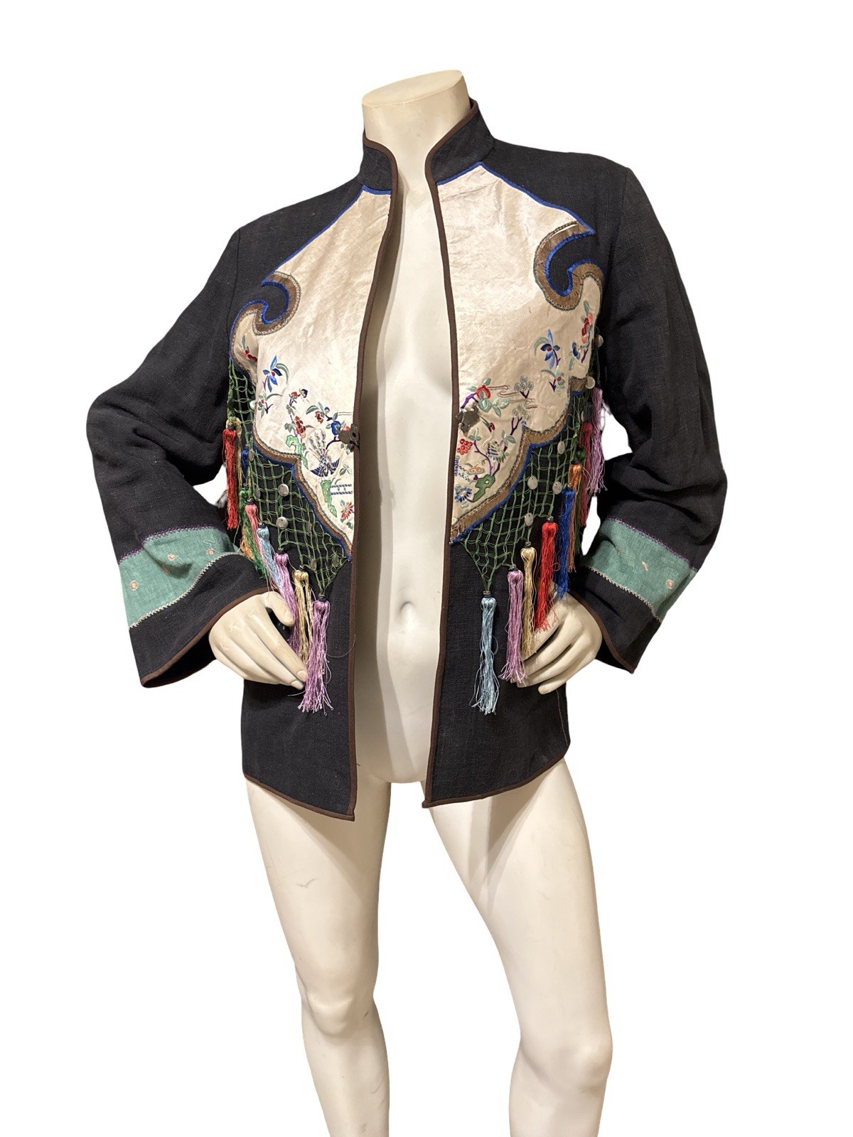 Miao Hmong Chinese Jacket Multi-color Hand Embroidered Linen Silk Apliqué Med