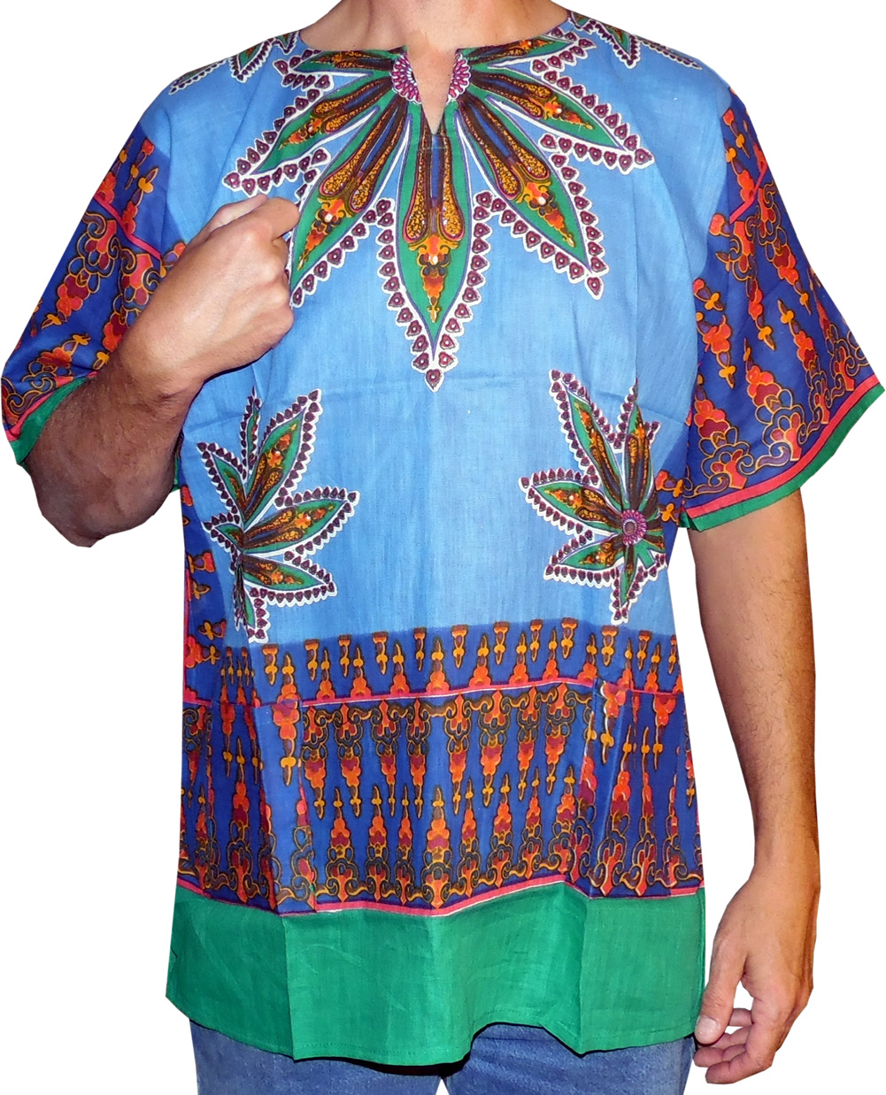 MENS Cannabis Marijuana Leaf Dashiki Print 100% Cotton By American Dashiki Brand