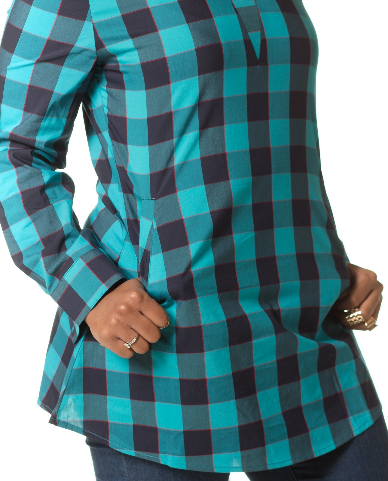Ummah Couture Plaid Top w/ Pockets Modest Muslim Hijab Fashion Long Sleeve Shirt