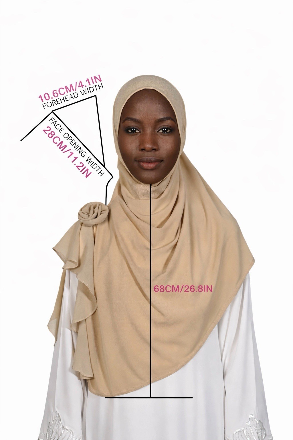 3D Rosette Grace jersey Instant Hijab chiffon shoulder free size