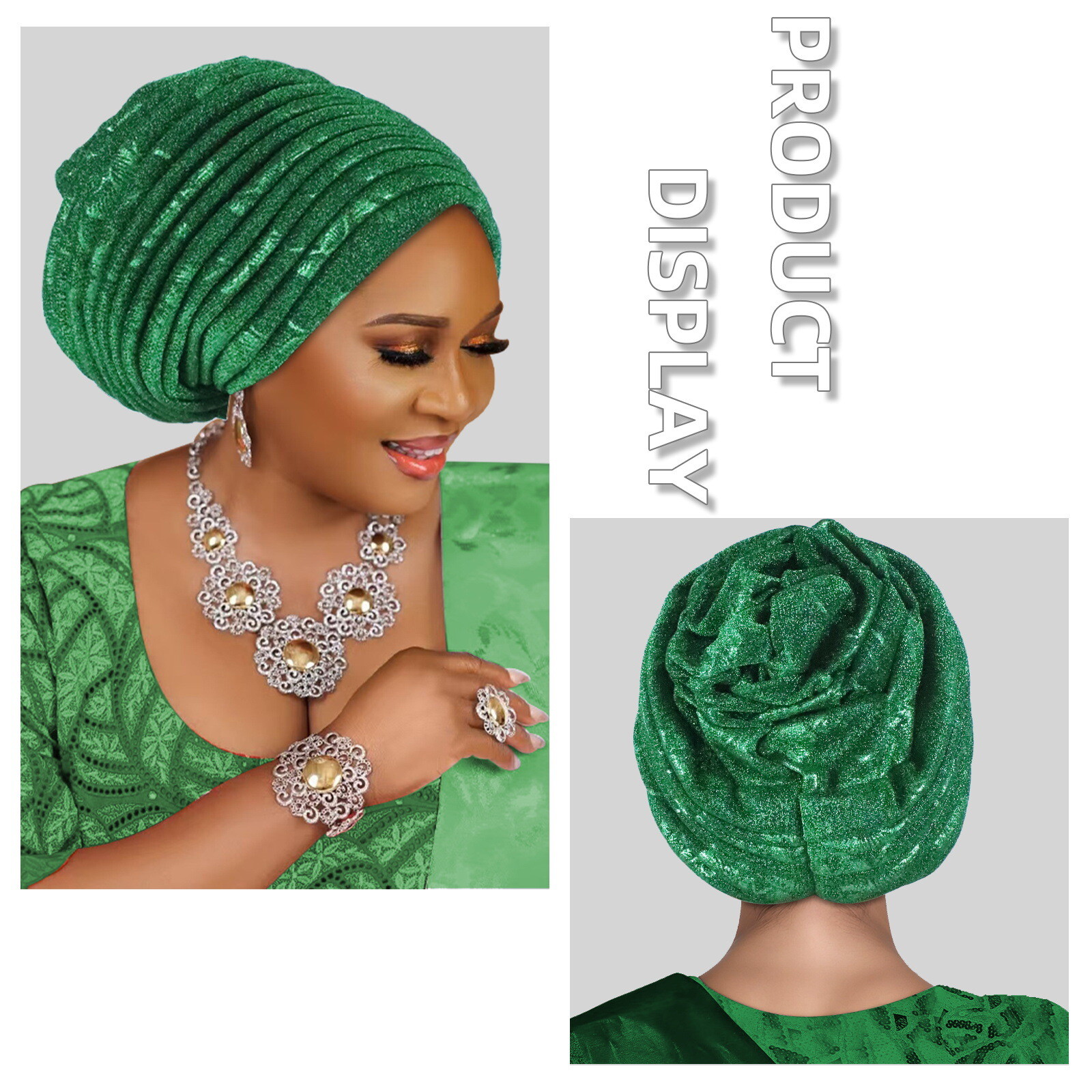 Nigerian African Women Pleated Head Cover Wrap Caps Islamic Bonnet Headwear Arab