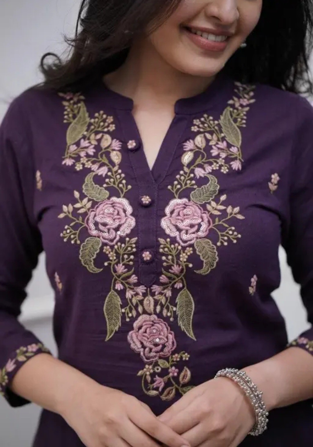 Women Embroidered A Line Kurti With Pant Designer Dupatta. Size S To 3xl.