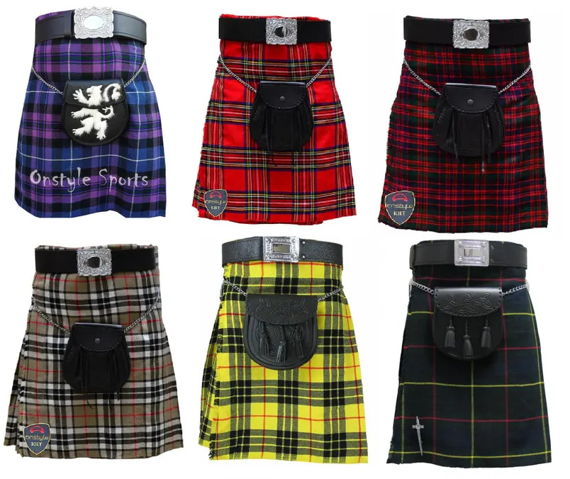 Men’s Scottish 5 Yard Tartan Kilt Highland Traditional Wedding/Formal Wear Kilts