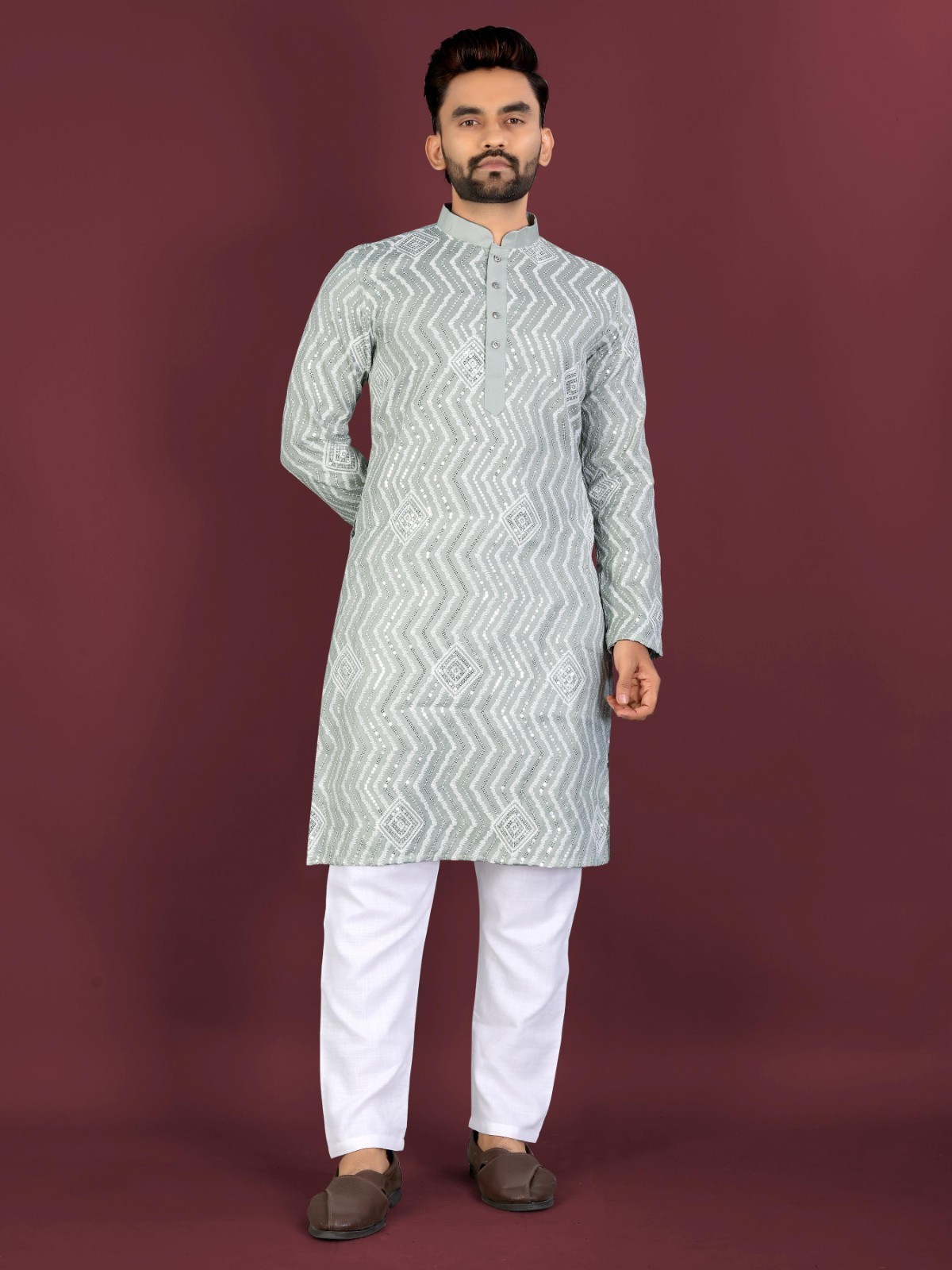 Men Kurta Set Sherwani Pakistani Kurta Pyjama Indian Suits Wedding Party Groom L