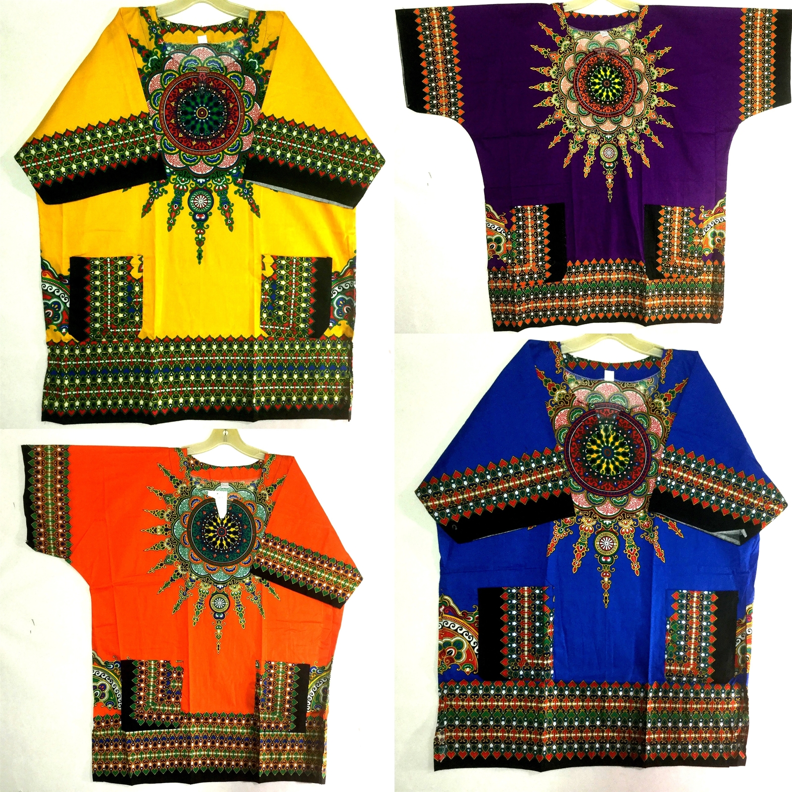 Hippie Dashiki Blouse Swirl Design Vantage Print African Swag dimepiece One Size