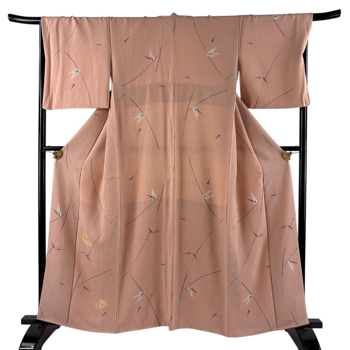 Tsukesage Kimono Bird Multicolor Silk 161cm L Lined Japanese Textile