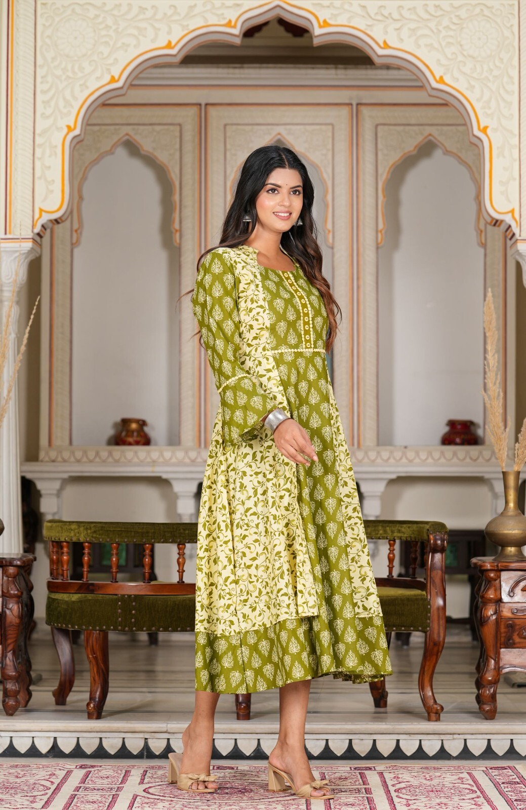 Anarkali Kurti – Plus Size Floral Printed Jacket Style Kurti by YASH GALLERY