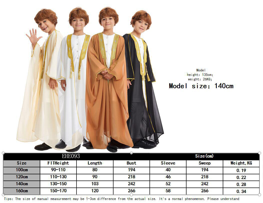 Muslim Children Kids Boys Dishdasha Thobe Kaftan Robe Islamic Abaya Saudi Jacket