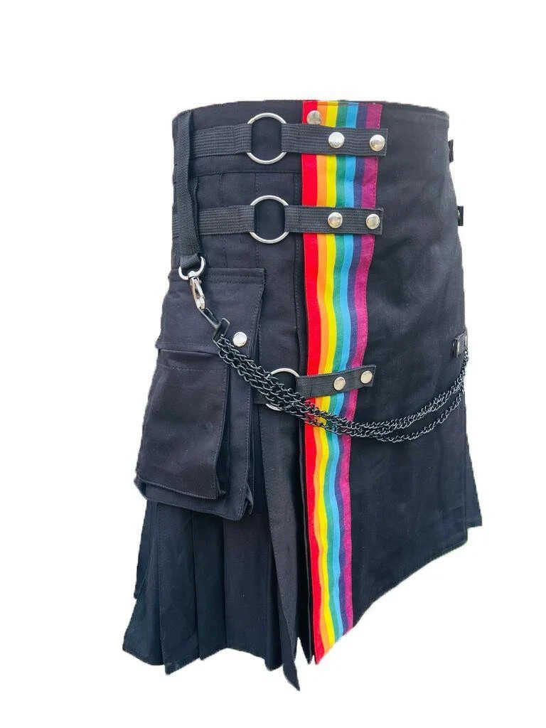 New Rainbow Kilt Hybrid Utility Cotton Kilt for Gay and Men